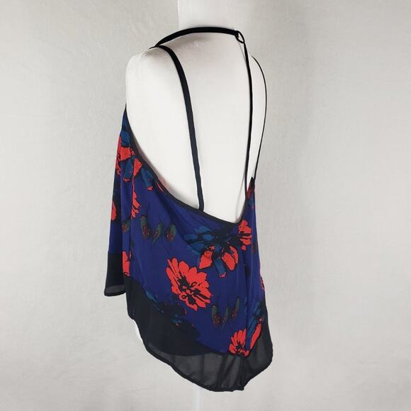 Runway Story Cami Low Back Top Women S Flowy Thin Straps Blue Red Black Floral - Picture 3 of 8